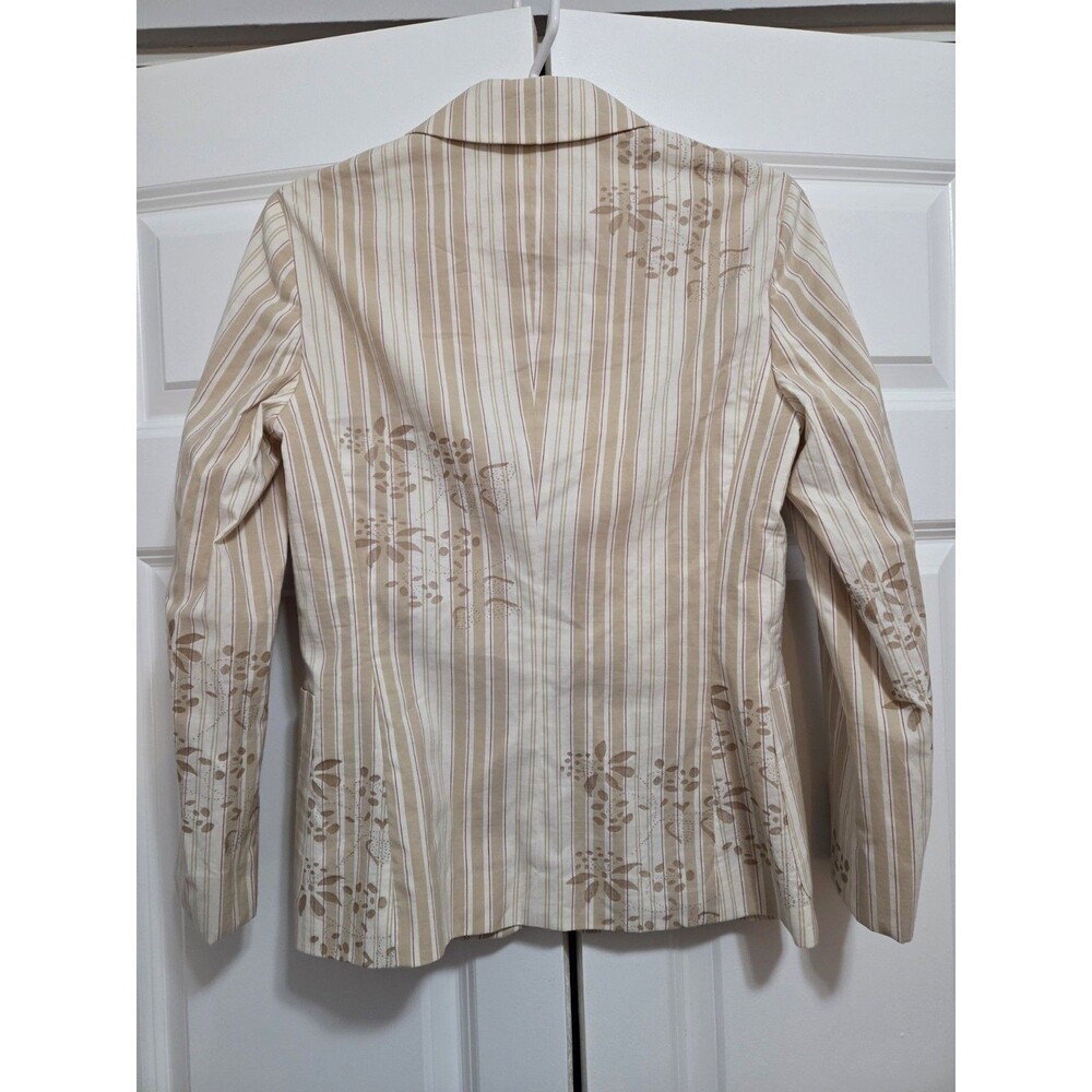 Escada Sport Blazer Cotton Pockets Striped Floral Women's 34 / XS Spring Career - Picture 2 of 10